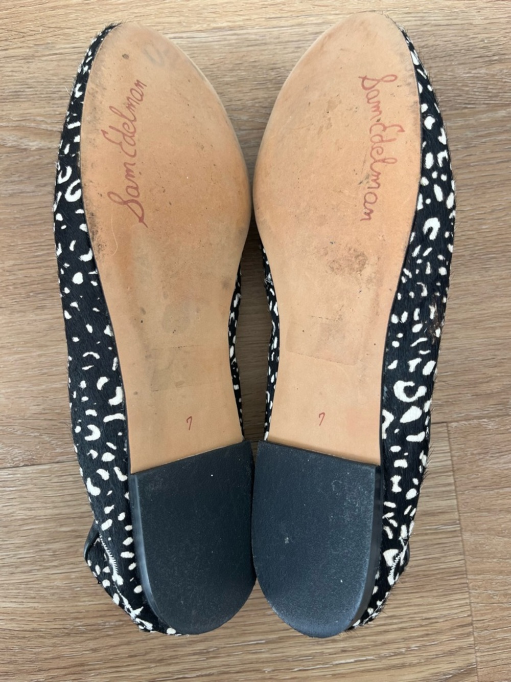 Sam Edelman Felicia Ballet Flats Black White Animal Print Calf Hair Leather, 7 - Picture 4 of 7